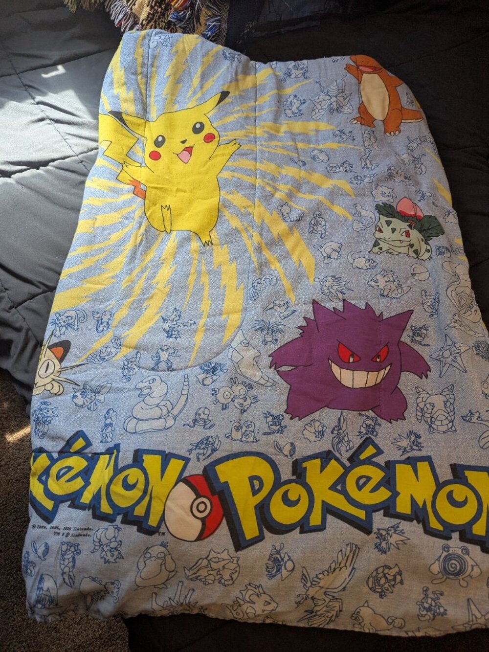 Vintage 1998 Pokemon Twin Size Blanket.  In good condition.